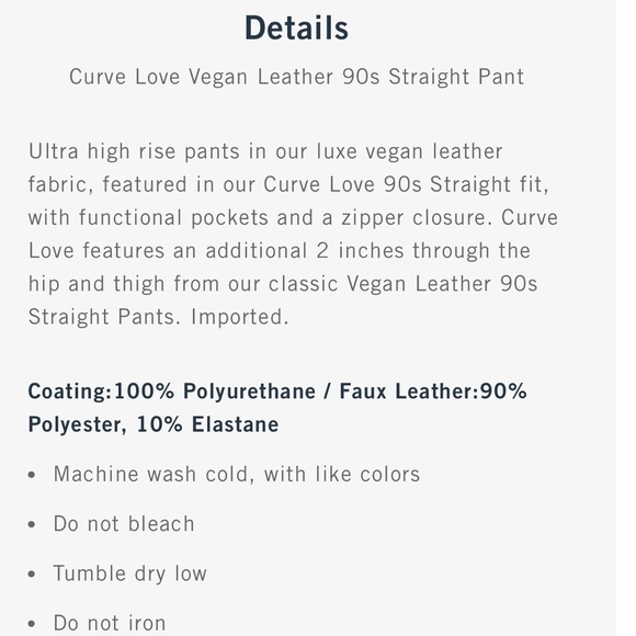 Abercrombie & Fitch Curve Love 90’s Straight Faux Leather Pants - Picture 3 of 11